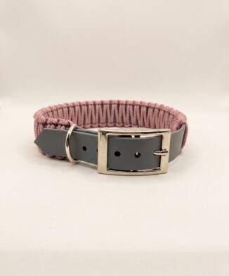 Hundehalsband Biothane Meets Paracord, Grau, LAvendel, Diamonds 02